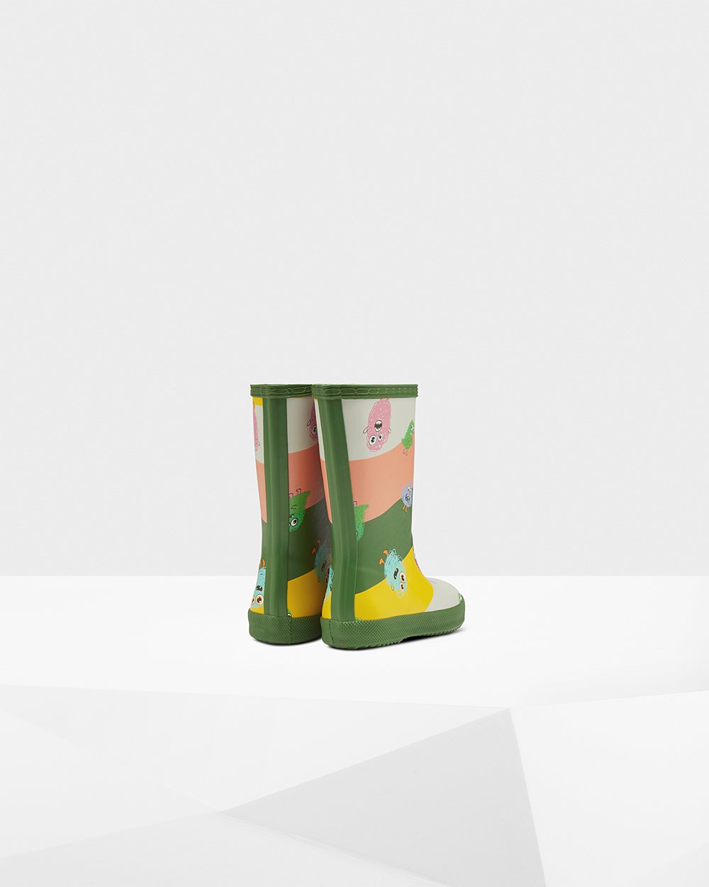 Bottes de Pluie Hunter Original First Classic Scribble Print Enfant Vert LADNEUY-17